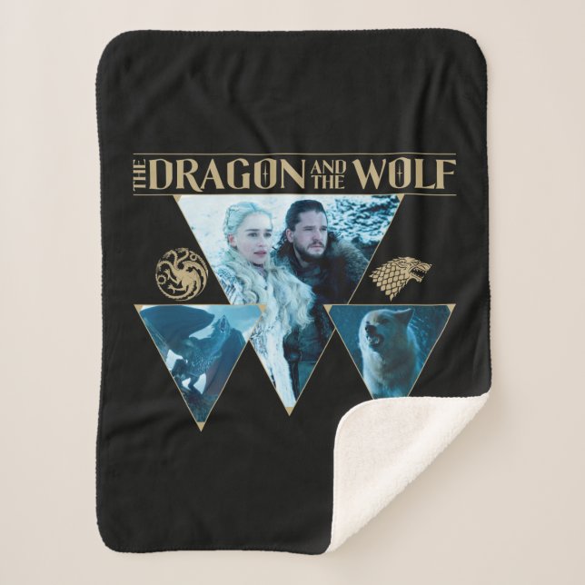 The Dragon and The Wolf Daenerys & Jon Graphic Sherpa Blanket (Front)