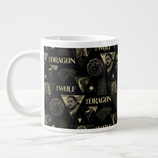 The Dragon and The Wolf Daenerys & Jon Pattern Giant Coffee Mug (Left)