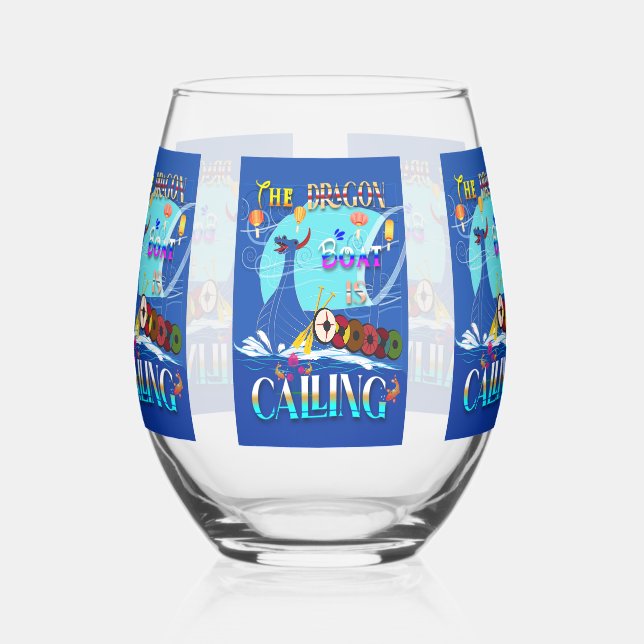 The Dragon Boat Is Calling Stemless Wine Glass (Left)
