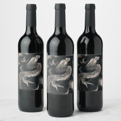 The Dragon by Katsushika Hokusai Wine Label