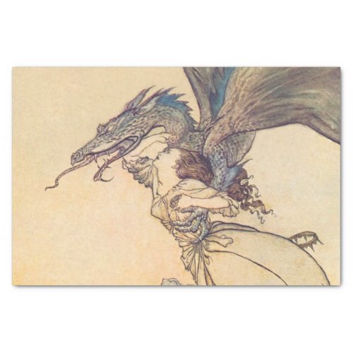The Dragon Caught the Queen by Arthur Rackham Tissue Paper