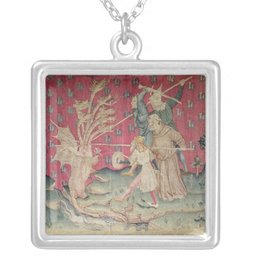 The Dragon Fighting with the Servants of God Silver Plated Necklace