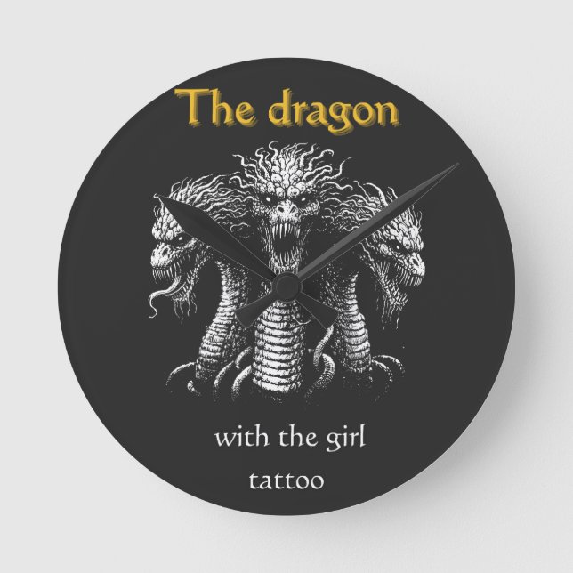 The Dragon with the Girl Tattoo – Funny Dark  Round Clock (Front)