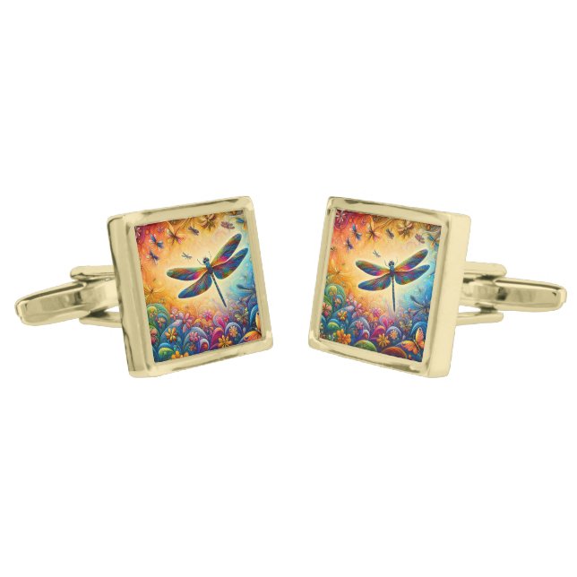 The Dragonfly's Journey Cufflinks (Angled)