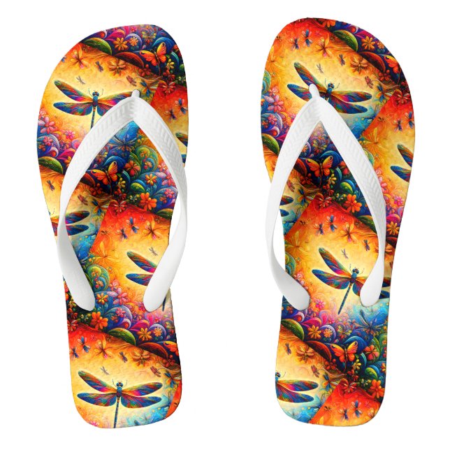 The Dragonfly's Journey  Flip Flops (Footbed)