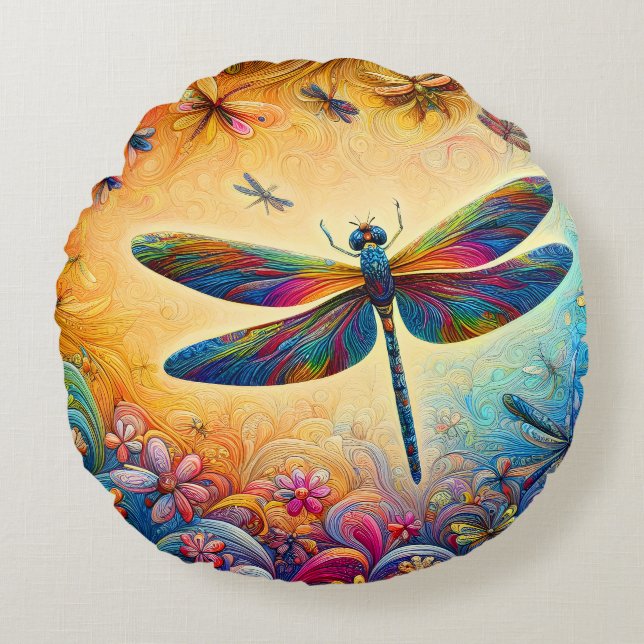 The Dragonfly's Journey Throw Pillow (Front)