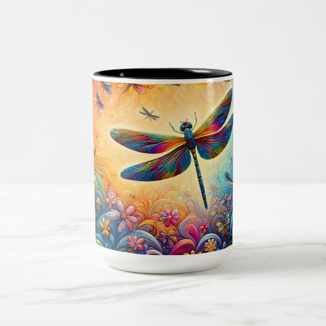 The Dragonfly's Journey  Two-Tone Coffee Mug (Center)