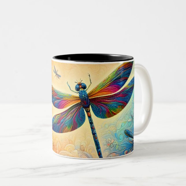 The Dragonfly's Journey  Two-Tone Coffee Mug (Front Right)