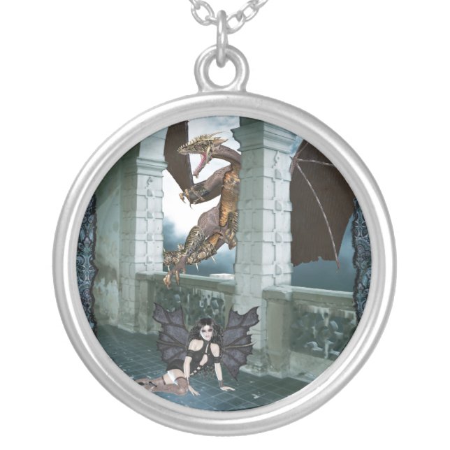 The Dragon's Lair Silver Plated Necklace (Front)