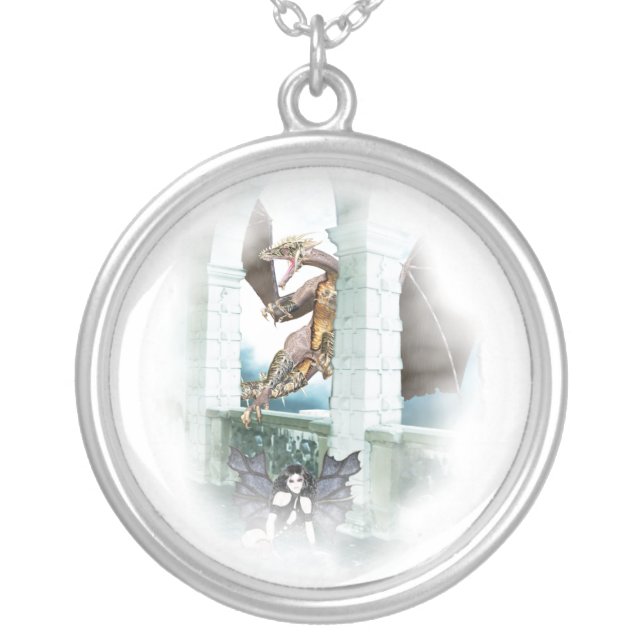 The Dragon's Lair Vignette Silver Plated Necklace (Front)