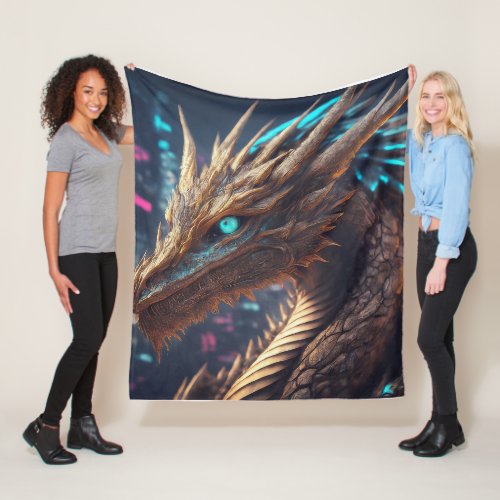 The Dragons Stare Fleece Blanket