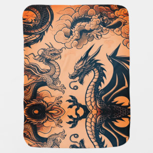 The Dragons War Orange Skies Baby Blanket