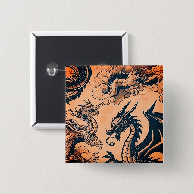 The Dragons War Orange Skies Button (Front & Back)
