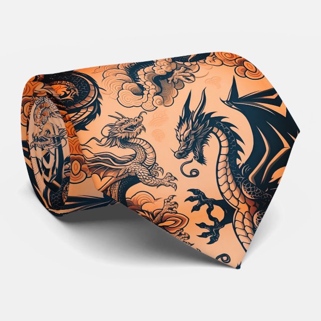 The Dragons War Orange Skies Neck Tie (Rolled)