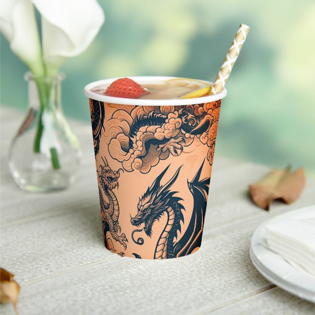 The Dragons War Orange Skies Paper Cups (Insitu)