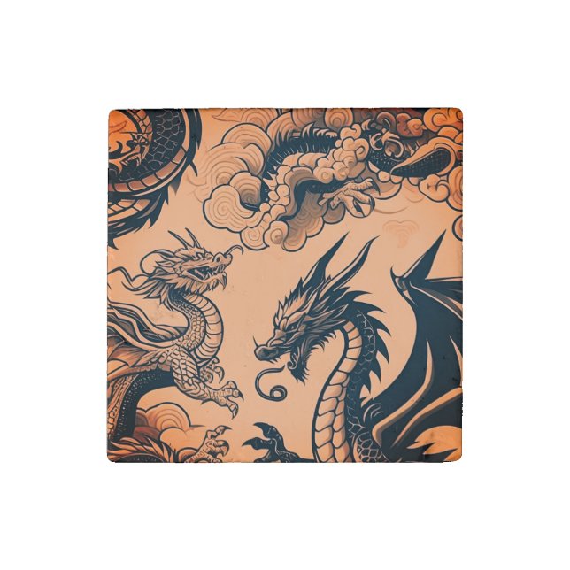 The Dragons War Orange Skies Stone Magnet (Front)