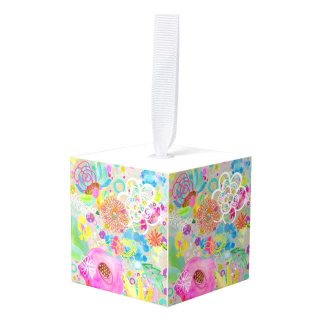 The Dream Garden Tissue Box Cube Ornament (Front Angled)