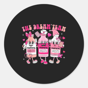 The Dream Team Retro Groovy Nurse Medical Nursing Classic Round Sticker
