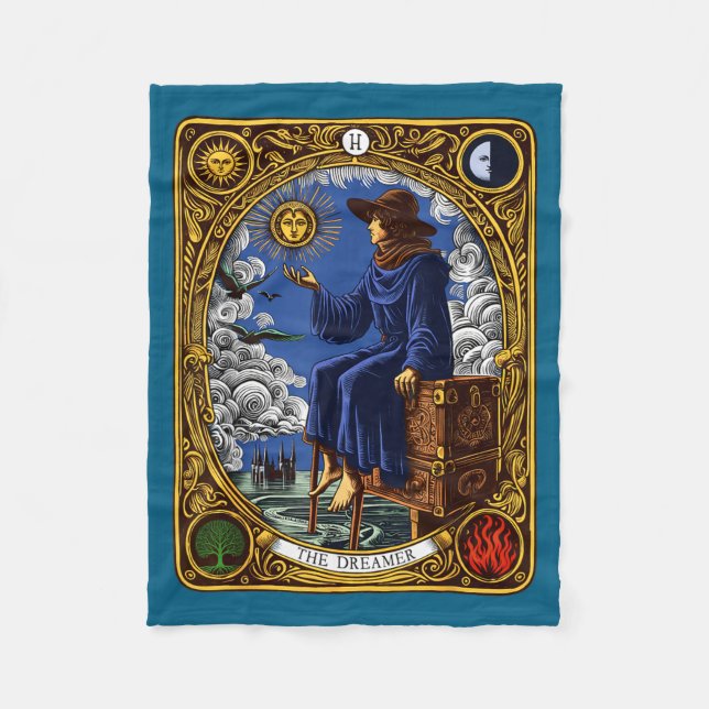 The Dreamer (the Fool) Mayor Arcana Tarot Card Got Fleece Blanket (Front)