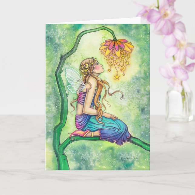 The Dreamer Watercolor Flower Fairy Art Card (Orchid)
