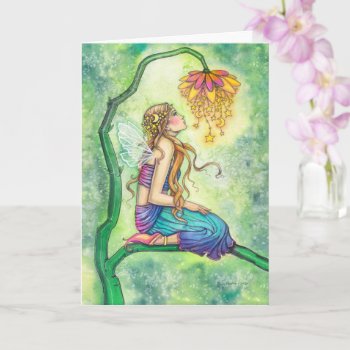 The Dreamer Watercolor Flower Fairy Art Card by robmolily at Zazzle