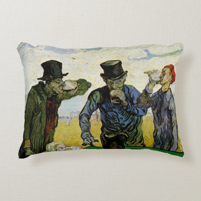 The Drinkers by Vincent van Gogh Accent Pillow (Front)