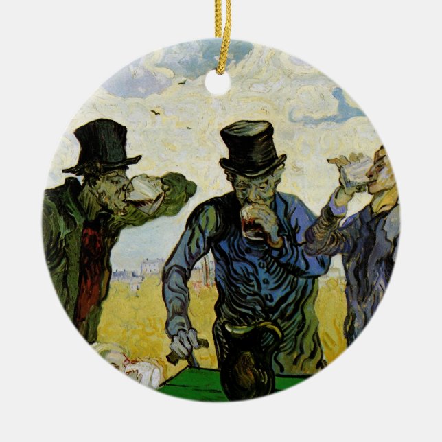 The Drinkers by Vincent van Gogh Ceramic Ornament (Front)