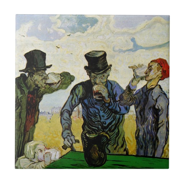 The Drinkers by Vincent van Gogh Ceramic Tile (Front)