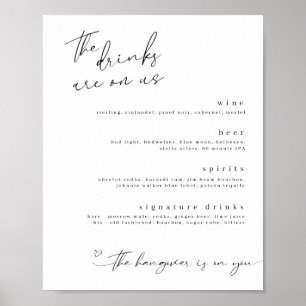 The Drinks are on Us Minimalist Drinks Sign