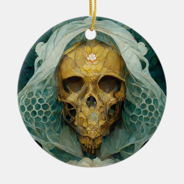 The Drone Bee Skull Fantasy Sci-Fi Ceramic Ornament (Front)