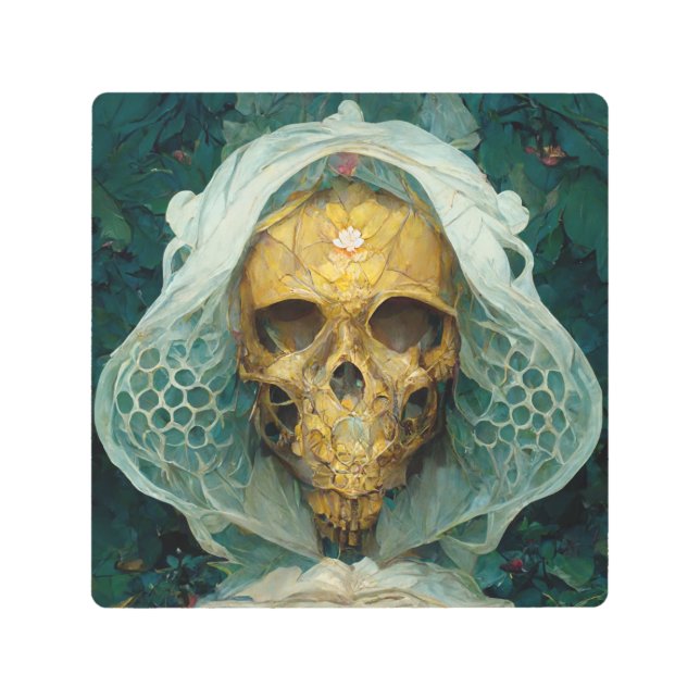 The Drone Bee Skull Fantasy Sci-Fi Metal Print (Front)