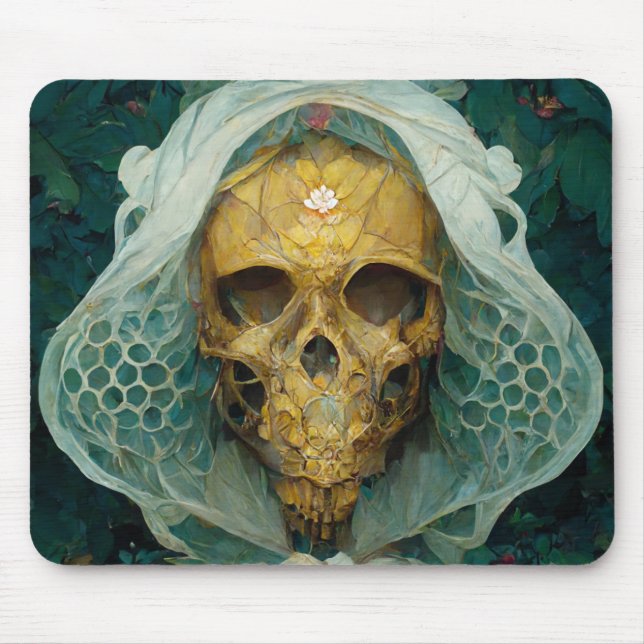 The Drone Bee Skull Fantasy Sci-Fi Mouse Pad (Front)