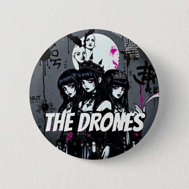 THE DRONES Dark Button (Front)