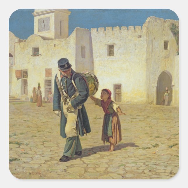 The Drum Beater, 1867 Square Sticker (Front)