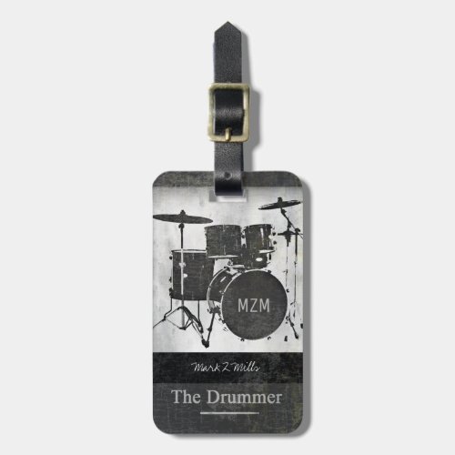 the drummer of the band travel luggage tag