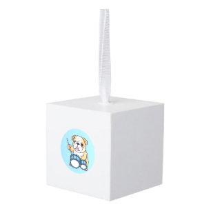 The Drumming Bulldog Beats and Bulldog Grooves Cube Ornament