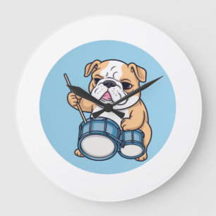The Drumming Bulldog Beats and Bulldog Grooves  Large Clock
