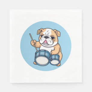 The Drumming Bulldog Beats and Bulldog Grooves Napkins