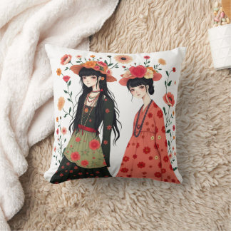 The Duality of Her Throw Pillow