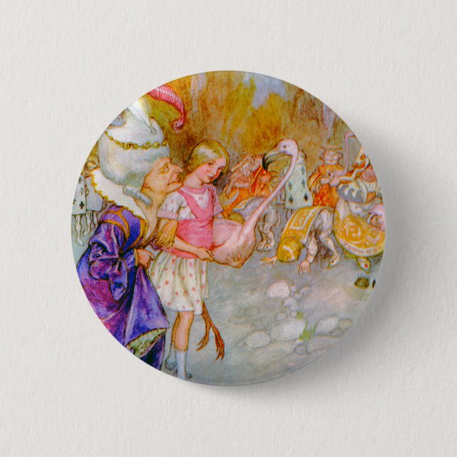 THE DUCHESS GIVES ALICE TIPS IN FLAMINGO CROQUET BUTTON (Front)