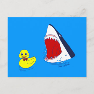 The Duck and The Shark Doodle Art Postcard