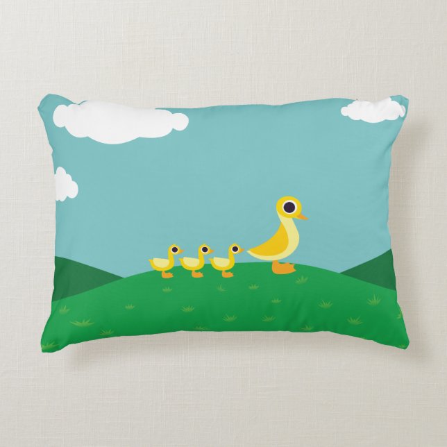 The Duck Family Decorative Pillow (Front)