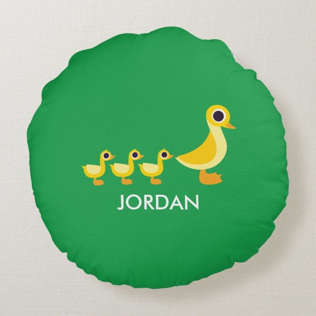 The Duck Family Round Pillow (Back)