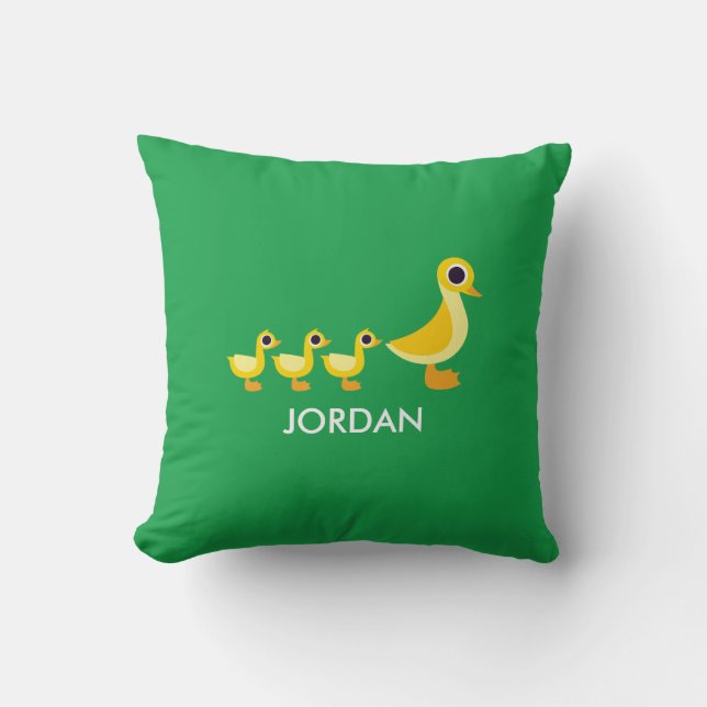 The Duck Family Throw Pillow (Front)
