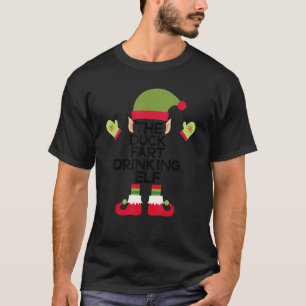 The Duck Fart Drinking Elf Whiskey Christmas T-Shirt
