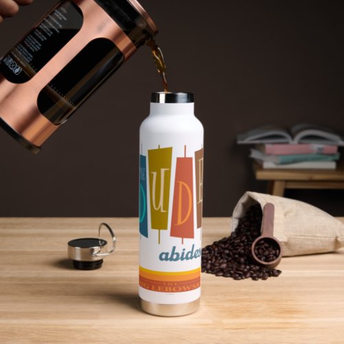 The Dude Abides Retro Style Sign Graphic Water Bottle