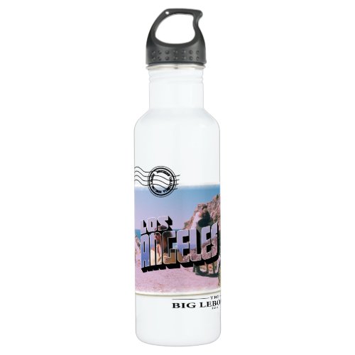 The Dude and Walter Los Angeles Beach Postcard Stainless Steel Water Bottle