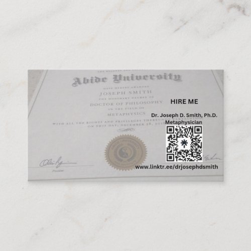 The Dudeist Metaphysician Business Card