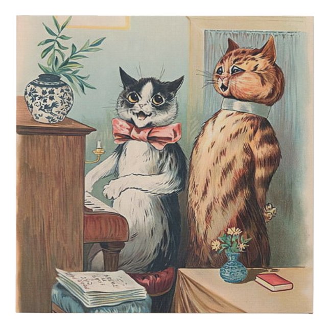 “The Duet” by Louis Wain Faux Canvas Print (Front)