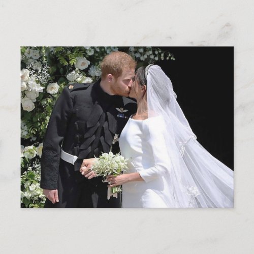 The Duke and Duchess of Sussex wedding day kiss Postcard